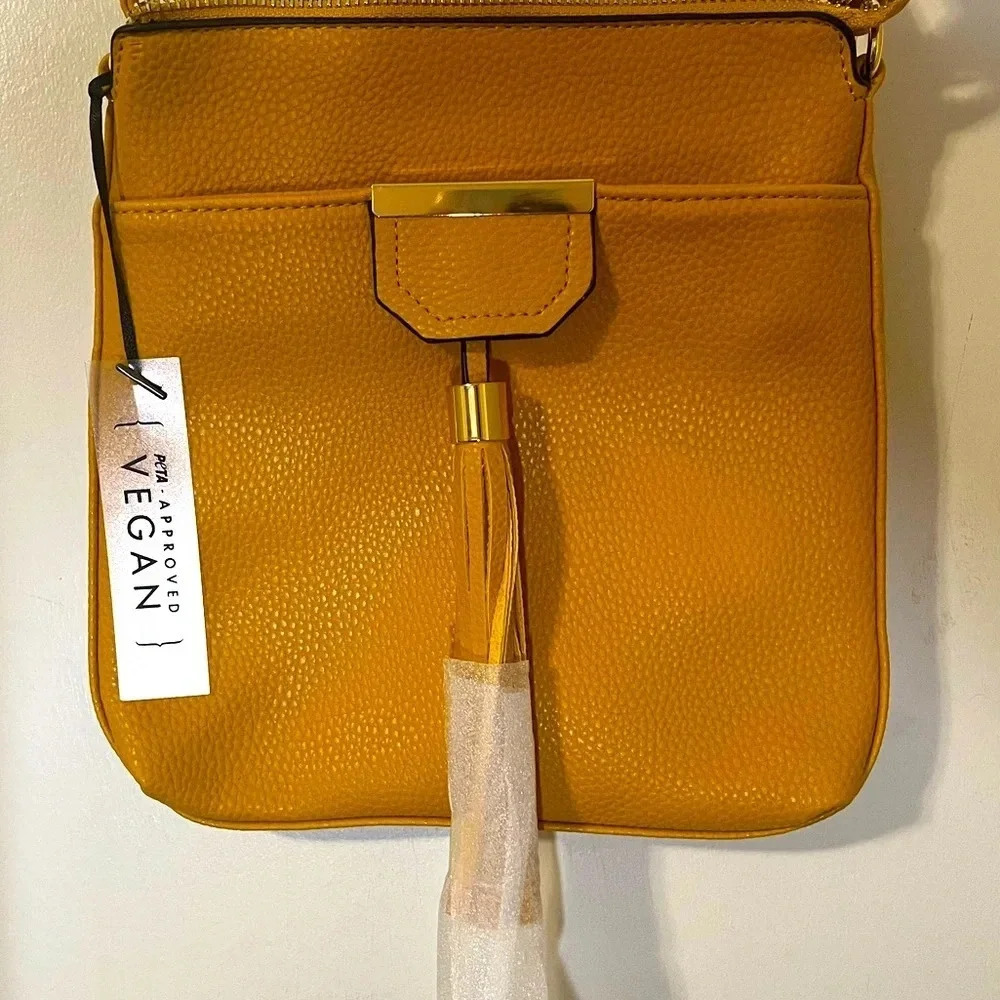 Deluxity Los Angeles Yellow Vegan Peta approved Women Crossbody Messenger